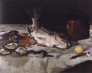 Style life with carp and oysters Edouard Manet